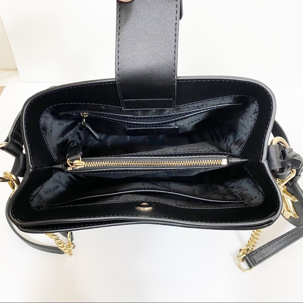 Dkny Dayna Leather Bucket Bag Black Shoulder Crossbody Gem